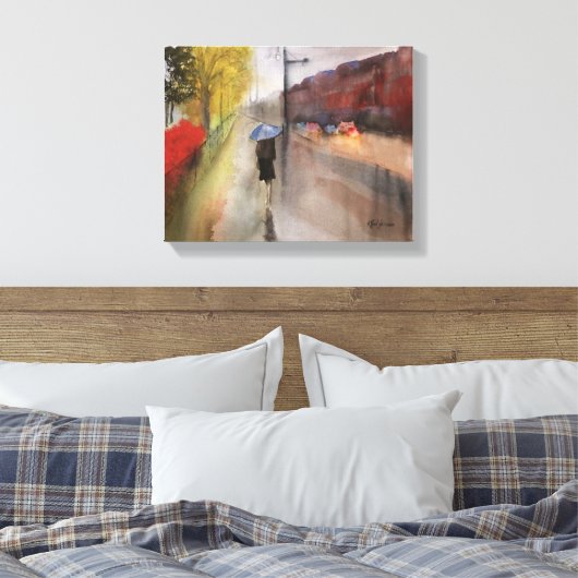 RAINY PARIS WATERVERF CANVAS PRINT (Insitu (Slaapkamer))