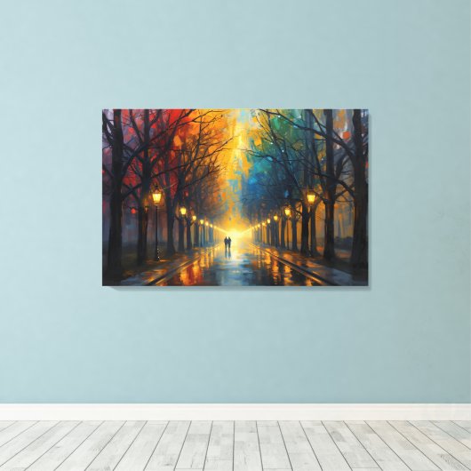 Rainy Park Walk Canvas Art | Home Wall Art    Afdruk (Insitu (Houten vloer))