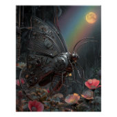 Rainy Rainbow Butterfly Dark Floral Fantasy Perfect Poster (Voorkant)