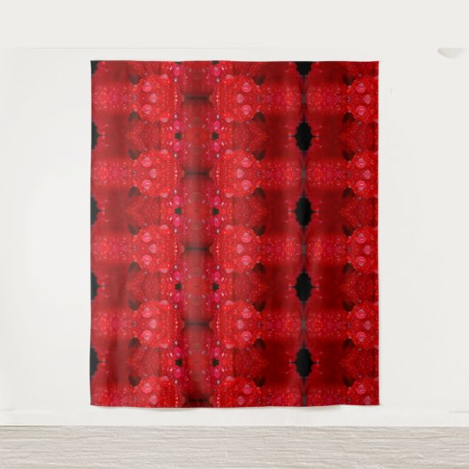 Rainy Red Dianthus Ikat 4 Wandkleed (Voorkant)