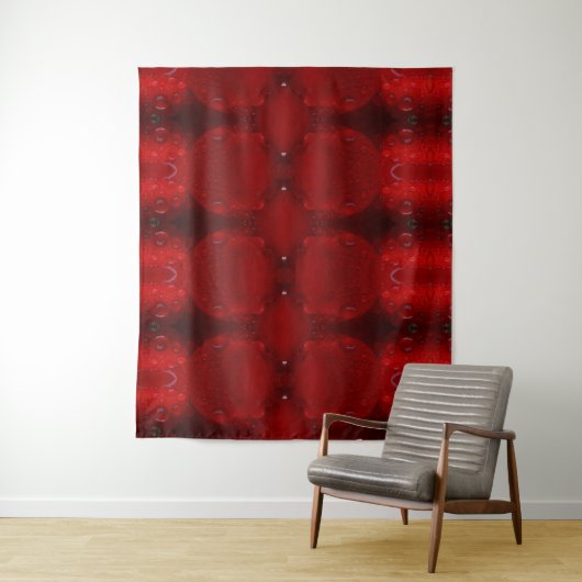 Rainy Red Dianthus Ikat 6 Wandkleed (In situ)