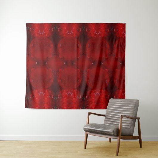 Rainy Red Dianthus Ikat 6 Wandkleed (In Situ (horizontaal))