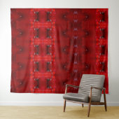 Rainy Red Dianthus Ikat Wandkleed (In Situ (horizontaal))