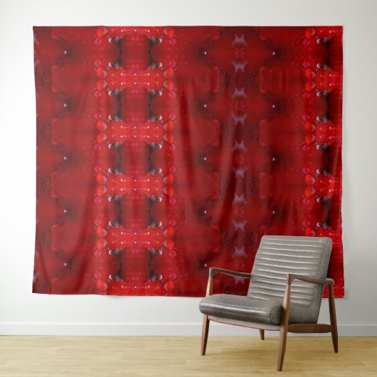 Rainy Red Dianthus Ikat Wandkleed (In Situ (horizontaal))