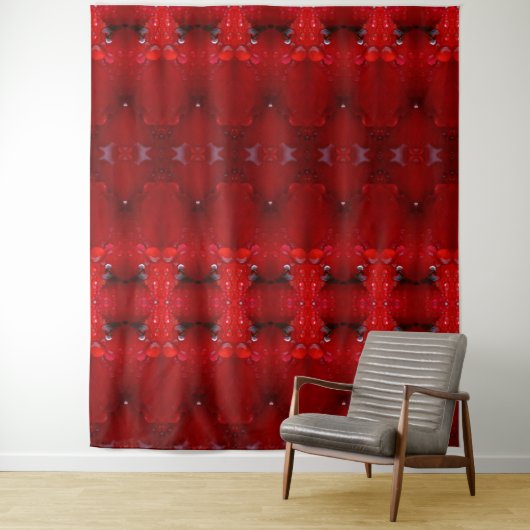 Rainy Red Dianthus Ikat Wandkleed (In situ)