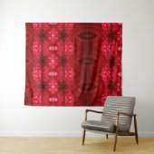 Rainy Red Petunia Ikat 3 Wandkleed (In Situ (horizontaal))