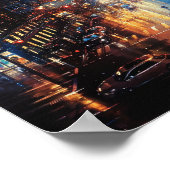 Rainy Rhapsody: reflectie van stadslampen Poster (Hoek)