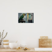 Rainy Romance with Parrot – Parrot on Lamp in Rain Poster (Keuken)