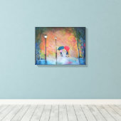 Rainy School Day in Korea Children Umbrella Canvas Afdruk (Insitu (Houten vloer))