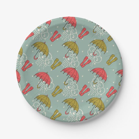Rainy Season Umbrella Design Papieren Bordje (Voorkant)