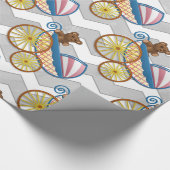 Rainy Sky Gray Chevron en Paarse Baby Cadeaupapier (Hoek)