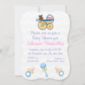 Rainy Sky Gray Chevron en Paarse Baby Kaart (Achterkant)