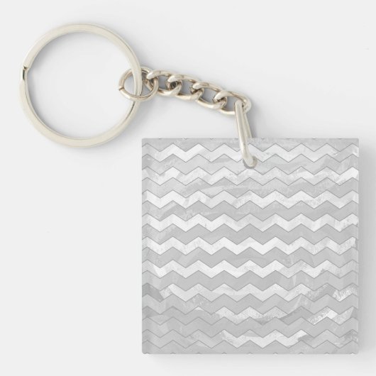 Rainy Sky Gray Chevron Pattern Sleutelhanger (Voorkant)