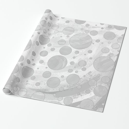 Rainy Sky Gray Polka Dots Cadeaupapier (Uitgerold)