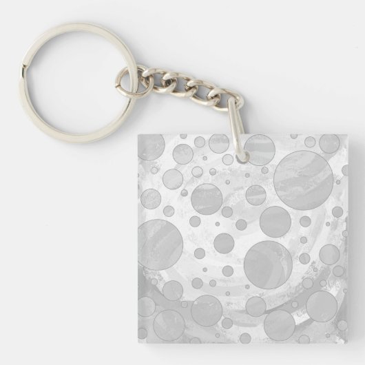 Rainy Sky Gray Polka Dots Sleutelhanger (Voorkant)