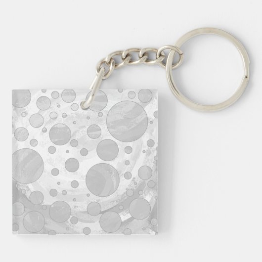 Rainy Sky Gray Polka Dots Sleutelhanger (Achterkant)