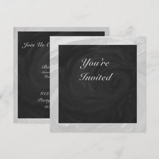 Rainy Sky Grey en Black Monogram Kaart (Voorkant / Achterkant)