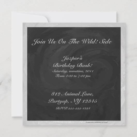 Rainy Sky Grey en Black Monogram Kaart (Achterkant)