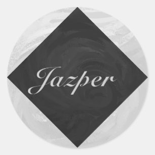 Rainy Sky Grey en Black Monogram Ronde Sticker