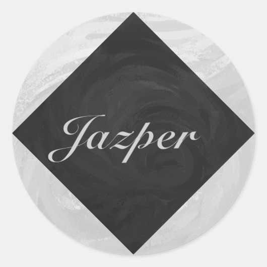 Rainy Sky Grey en Black Monogram Ronde Sticker (Voorkant)