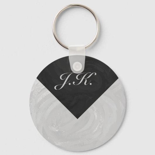 Rainy Sky Grey en Black Monogram Sleutelhanger (Voorkant)