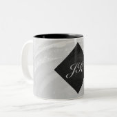 Rainy Sky Grey en Black Monogram Tweekleurige Koffiemok (Voorkant links)