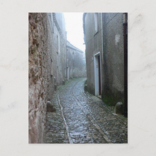 Rainy Street in Erice Sicily Briefkaart (Voorkant)