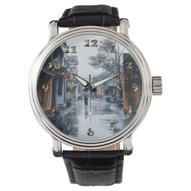 Rainy Streets uit Vietnam Horloge (Voorkant)