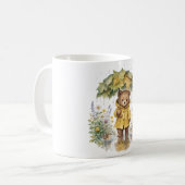 Rainy Teddy Bear Autumn Umbrella Art Koffiemok (Voorkant links)