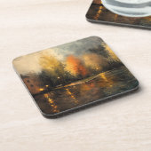 Rainy town abstract Ai art Bier Onderzetter (Linkerzijde)