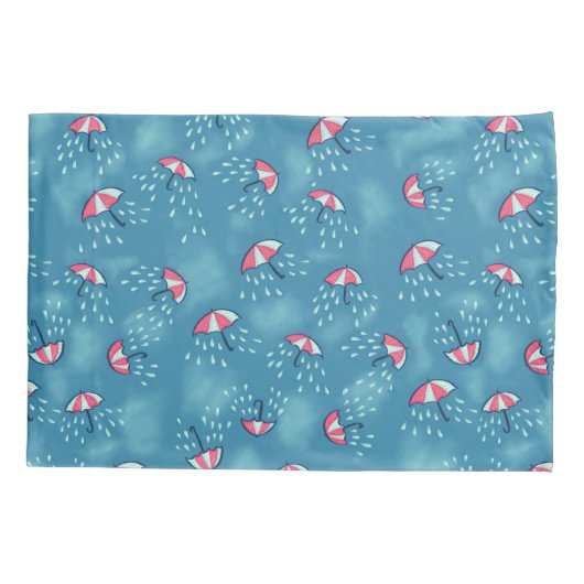 Rainy Weer Grappige Paraplu's Kussensloop (Achterkant)