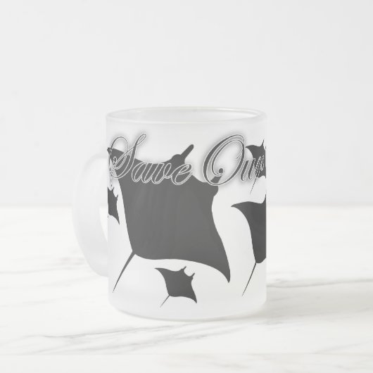 Raio de Manta - salvar nossos oceanos Matglas Koffiemok (Voorkant links)