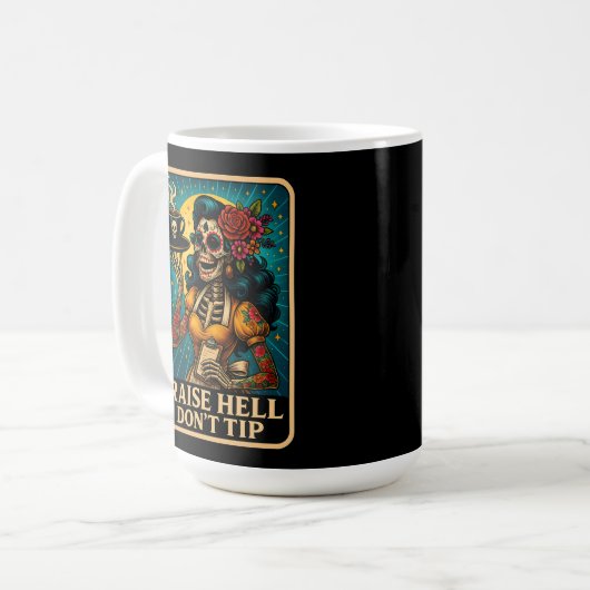Raise Hell Skeleton serveerster Retro Koffiemok (Voorkant links)