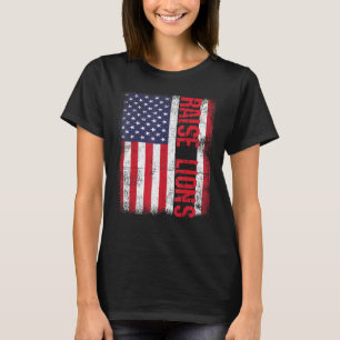 Raise Lions Amerikaanse Patriot Leeuw Veteraan VS T-shirt