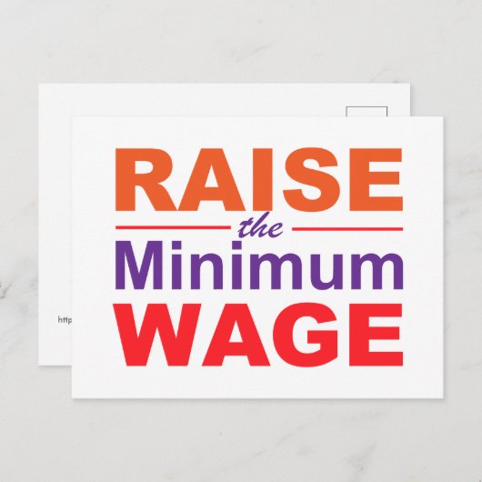 Raise the Minimum Wage Briefkaart (Voorkant / Achterkant)