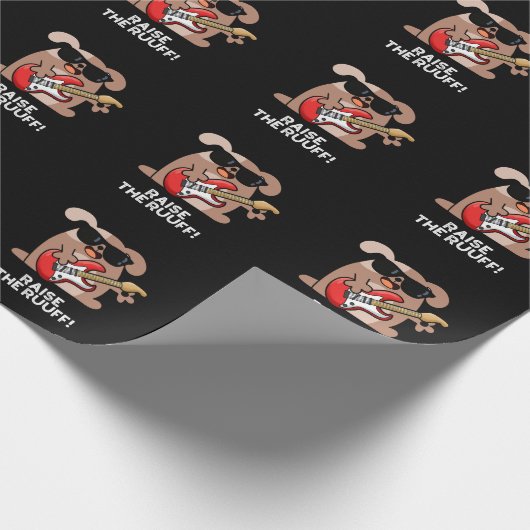 Raise the Ruuf Funny Dog Pun Dark BG Cadeaupapier (Hoek)