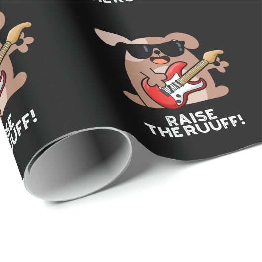 Raise the Ruuf Funny Dog Pun Dark BG Cadeaupapier (Rol Hoek)