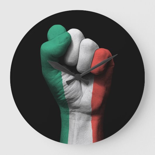 Raised Clenched Fist with Italian Flag Grote Klok (Voorkant)