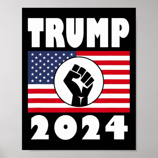 Raised Fist Trump 2024 Amerikaanse vlag Patriot Poster (Voorkant)