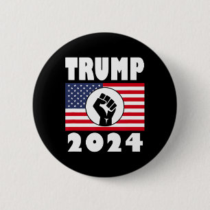 Raised Fist Trump 2024 Amerikaanse vlag Patriot Ronde Button 5,7 Cm