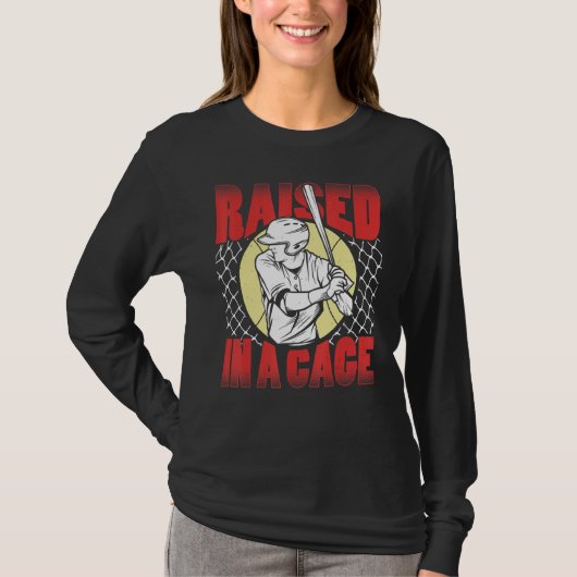 Raised In A Cage Baseball Training Batter Catcher  T-shirt (Voorkant)