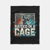 Raised In A Cage Baseball Training, Batting Cage D Fleece Deken (Voorkant)