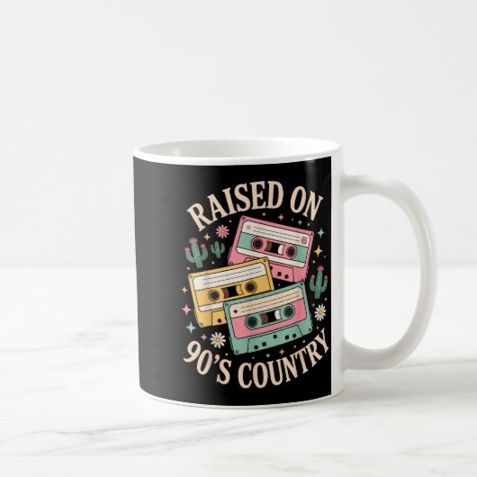 Raised On 90's Country Music Retro Cette Design  Koffiemok (Rechts)