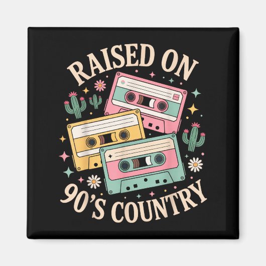 Raised On 90's Country Music Retro Cette Design  Magneet (Voorkant)