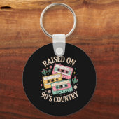 Raised On 90's Country Music Retro Cette Design  Sleutelhanger (Voorkant)