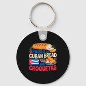 Raised On Cuban Bread And Croquetas Cuba Flag Cuba Sleutelhanger (Voorkant)