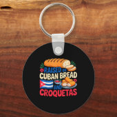 Raised On Cuban Bread And Croquetas Cuba Flag Cuba Sleutelhanger (Voorkant)