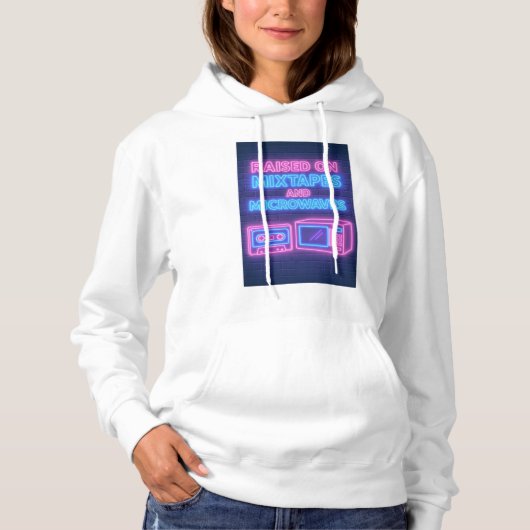 Raised on mixtapes and microwaves hoodie (Voorkant)