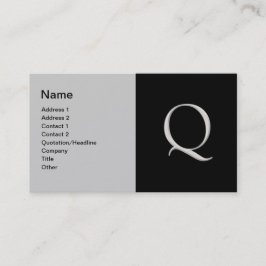 Raised Silver Letter "Q"-Visitekaartje Visitekaartje