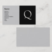 Raised Silver Letter "Q"-Visitekaartje Visitekaartje (Voorkant / Achterkant)
